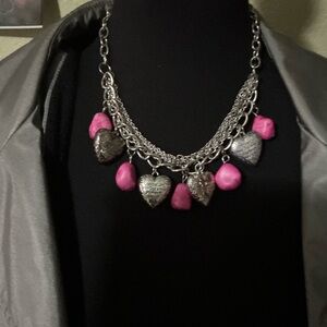 Paparazzi Silver and Pink Heart Necklace